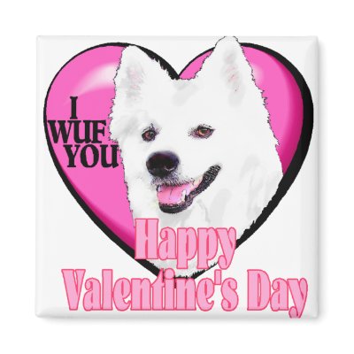 American Eskimo Dog Valentines Fridge Magnets by DogsByDezign