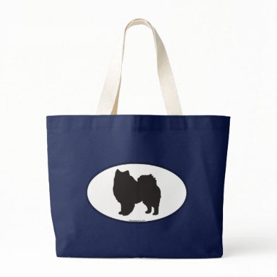 American Eskimo Silhouette Canvas Bag by dogwiregifts