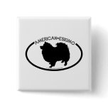 American Eskimo Silhouette Black Button