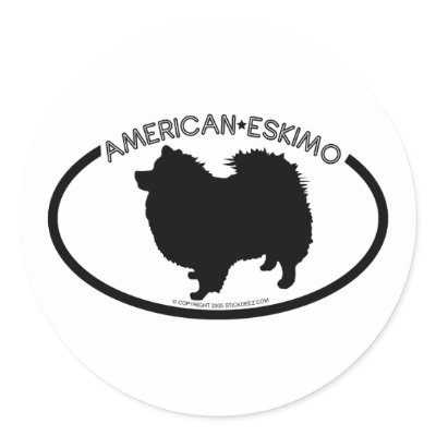 American Eskimo Silhouette Black Sticker by dogsilhouettes