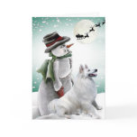 American Eskimo With Snowman Cards