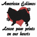 American Eskimos Leave Paw Prints Embroidered Hoody