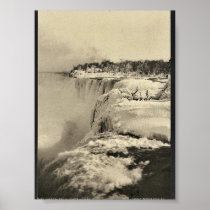 American Fall in winter, Niagara rare Photochrom Poster