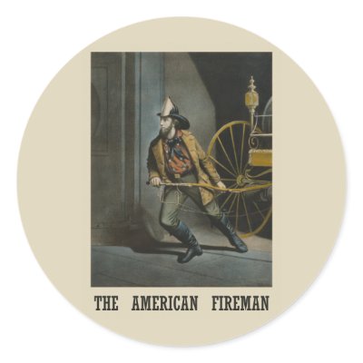  American fireman Sticker by vintage_poster