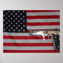 American Flag and Gun Poster