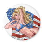 American Flag Bikini Pinup Girl by Al Rio