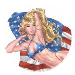 American Flag Bikini Pinup Girl by Al Rio