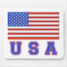 American Flag Glossy USA Blue Mouse Pad