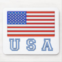 American Flag Glossy USA White Mousepads