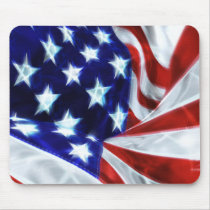 American Flag Glowing Stars Mousepad