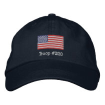 American Flag Hat with Modifiable Troop # below Baseball Cap