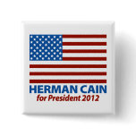 American Flag Herman Cain for President 2012 Pin