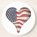 American Flag In A Heart Beverage Coaster