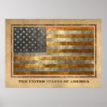 American Flag In Gold Leaf Posters
