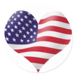 American Flag in heart shape stickers