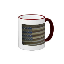 AMERICAN FLAG PAINTED ON RUSTY TIN MUG