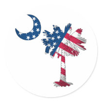 American Flag Palmetto Round Sticker