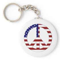 American Flag Peace sign USA Key Chain