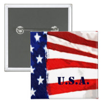American Flag Pinback Button