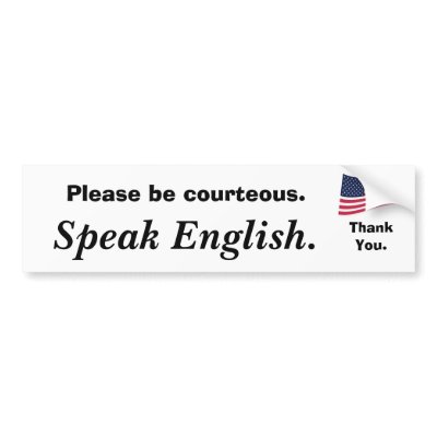 american-flag, Please be courteous., Speak Engl... Bumper Sticker by banjobilly