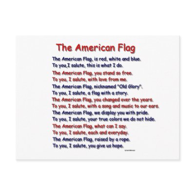 American Flag Poem Postcard by Country1969