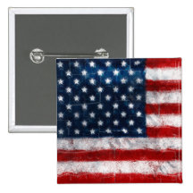 American Flag Portrait Square Button