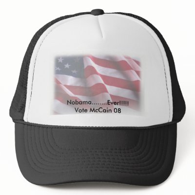 american flag red and white, Nobama........Ever... Trucker Hats by politicallauren