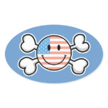 american flag smiley crossbones sticker