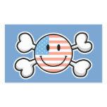 american flag smiley crossbones rectangle sticker