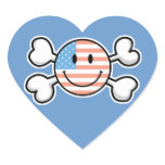 american flag smiley crossbones sticker