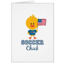 American Flag Soccer Chick Blank Cards