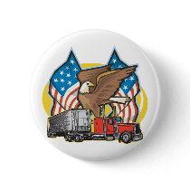 American Flag Trucker Pinback Button