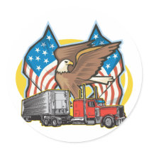 American Flag Trucker Stickers