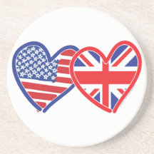 American Flag Union Jack Flag Hearts Beverage Coasters