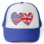 American Flag/Union Jack Flag Hearts Trucker Hats