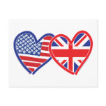 American Flag/Union Jack Flag Hearts Post Cards