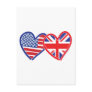 American Flag/Union Jack Flag Hearts Post Card