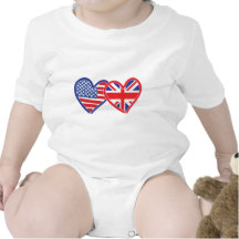 American Flag/Union Jack Flag Hearts Romper