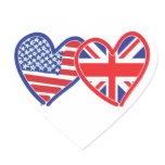 American Flag/Union Jack Flag Hearts Heart Stickers