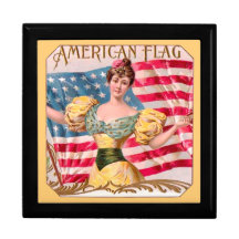 American Flag Vintage Advertising Trinket Box