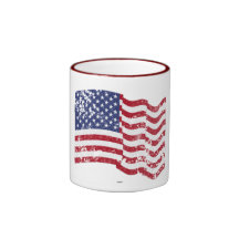 American Flag Waving - Distressed Coffee Mugs