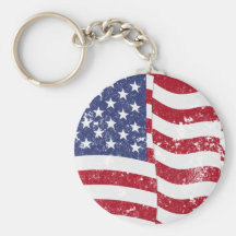 American Flag Waving - Distressed Key Chain