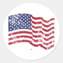 American Flag Waving - Distressed Sticker
