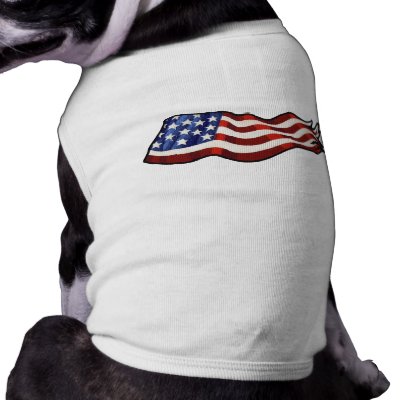 American Flag -Waving Dog Dog T-shirt by cowboyannie
