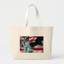 American Flag with American Eagle & Lady Liberty Canvas Bag