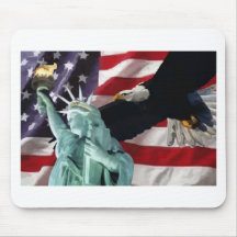 American Flag with American Eagle & Lady Liberty Mouse Pad