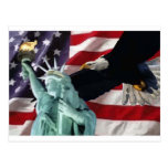 American Flag with American Eagle & Lady Liberty Post Cards