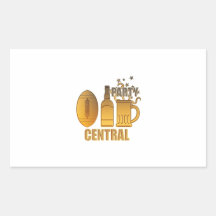 american football ball beer chips party central rectangle sticker