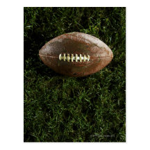 American football on grass, view from above post card