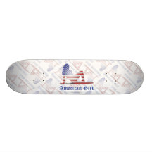 American Girl Silhouette Flag Skate Board Deck